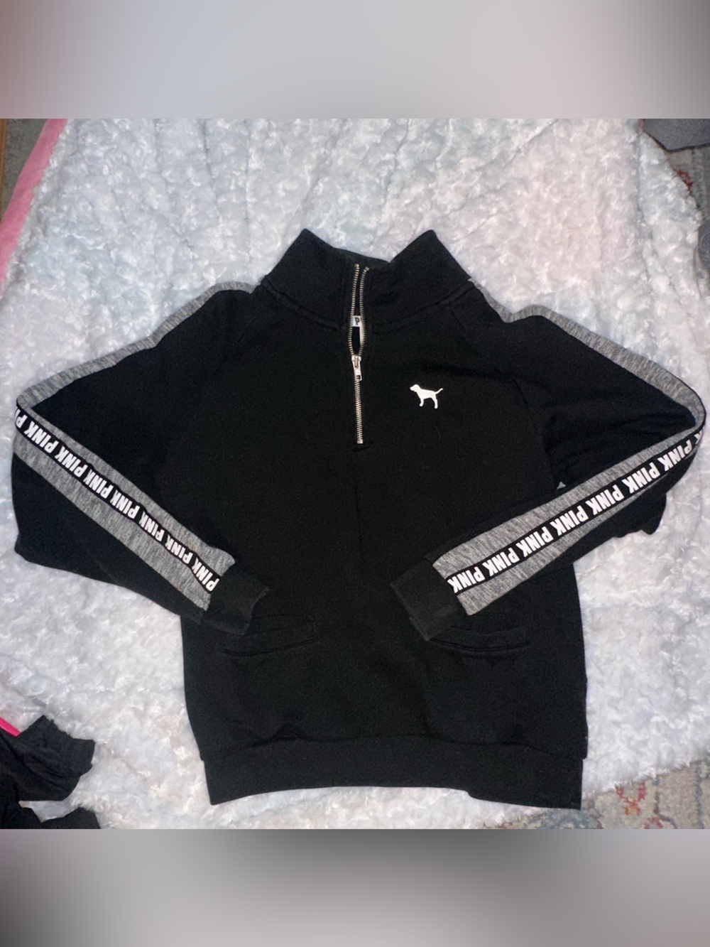 PINK Victoria's Secret Black Girls' Athletic Shorts with Logo Tape